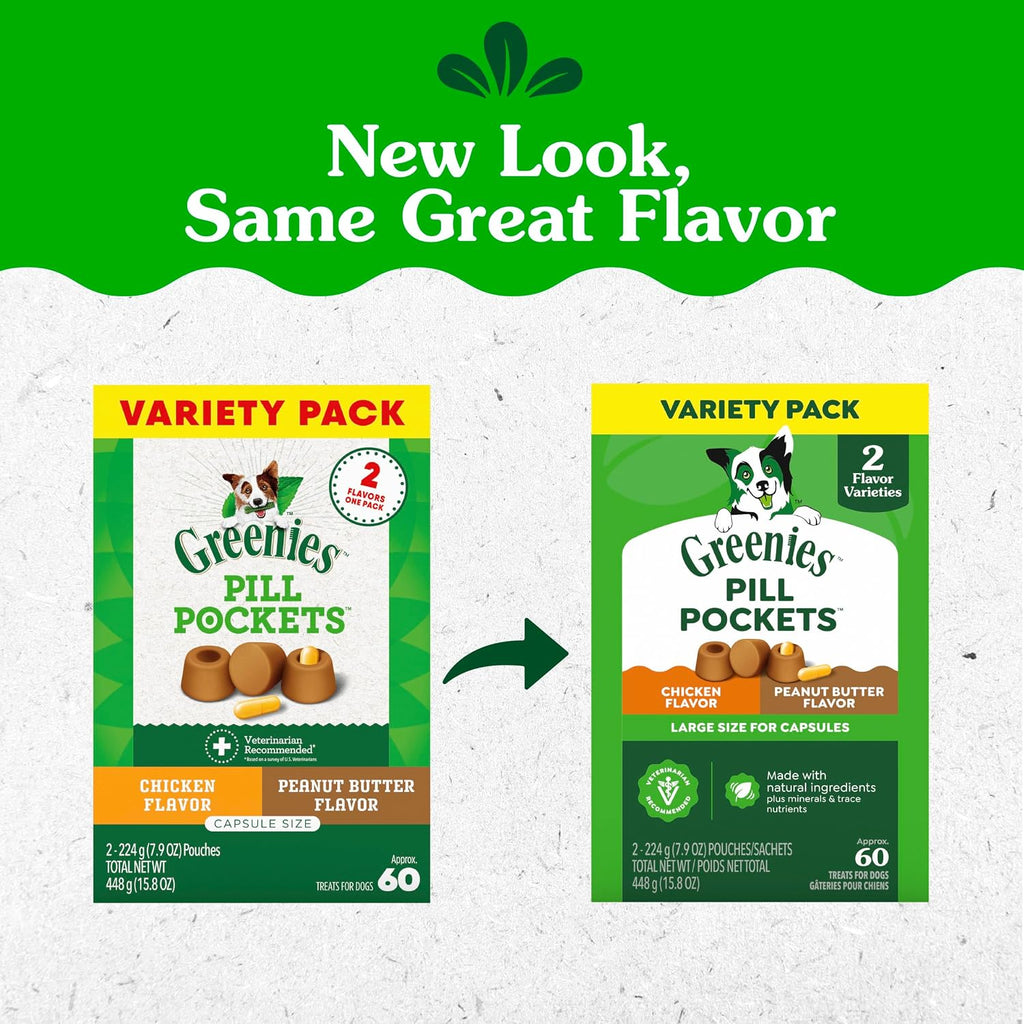 Greenies Pill Pockets Large Size Dog Treats, Variety Pack, 15.8 oz