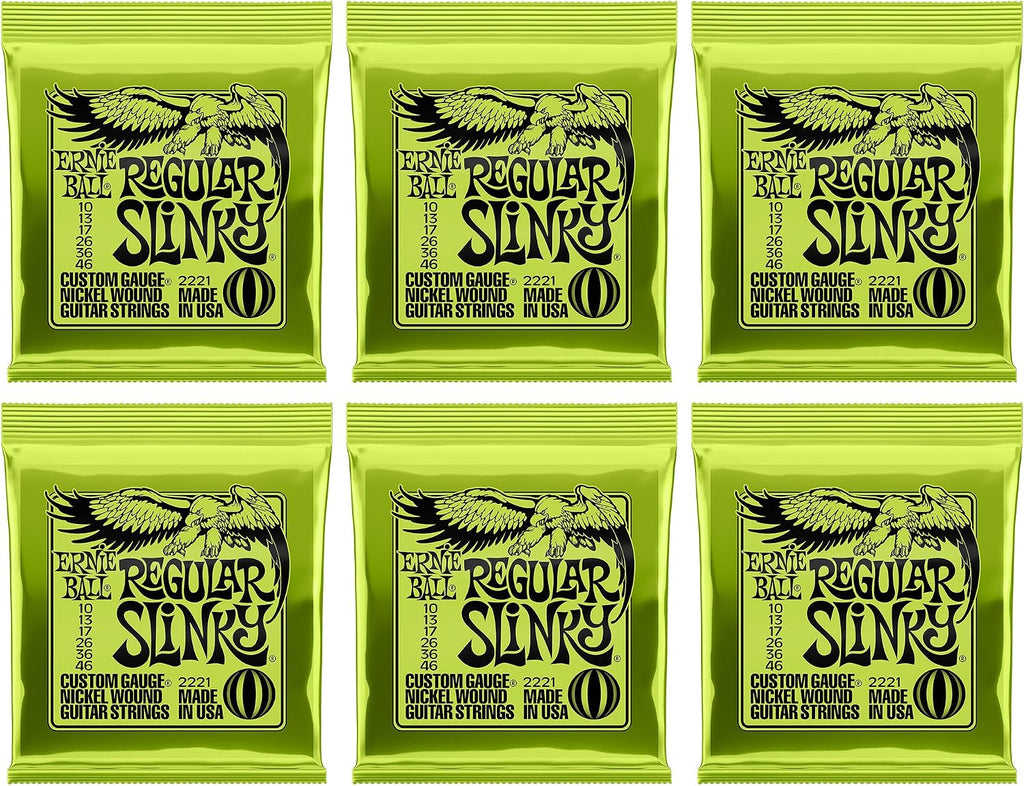 Ernie Ball Regular Slinky Nickel Wound Electric Guitar Strings 6 Pack - 10-46 Gauge