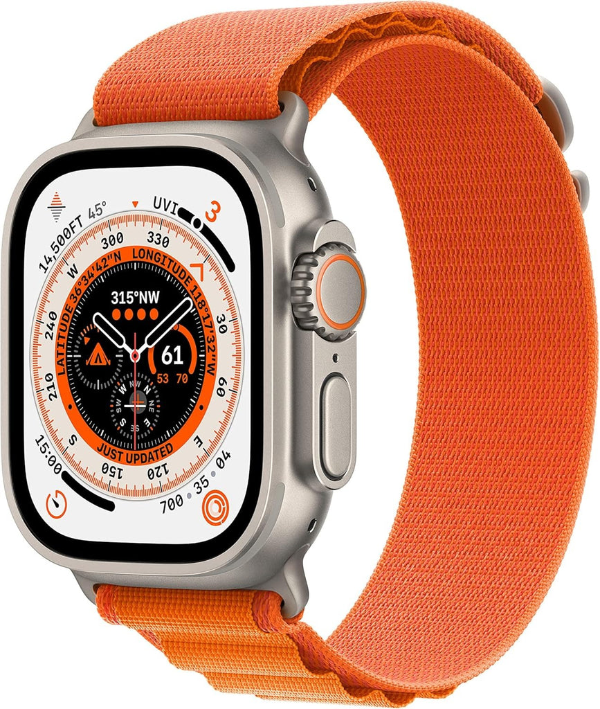 Renewed Apple Watch Ultra [GPS + Cellular 49mm] Titanium Case with Orange Alpine Loop, Large (Renewed)
