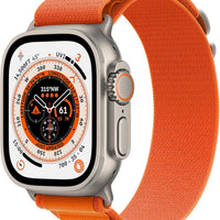 Renewed Apple Watch Ultra [GPS + Cellular 49mm] Titanium Case with Orange Alpine Loop, Large (Renewed)