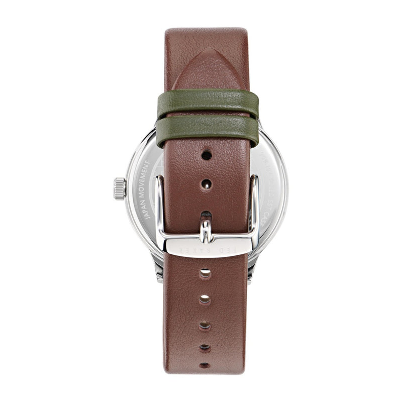 Reloj Ted Baker Cosmop con correa de cuero ecológico para hombre, esfera verde, diseño elegante y resistente al agua