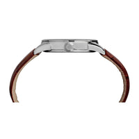 Reloj de pulsera para hombre Timex Easy Reader, correa de cuero marrón, esfera azul, resistente al agua hasta 30 metros