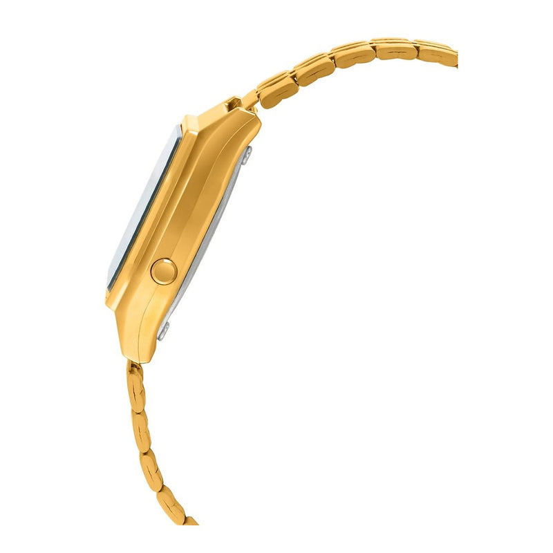 Reloj Casio para mujer modelo LA680WGA-1B, diseño dorado en metal con mecanismo de cuarzo, funciones de alarma y calendario