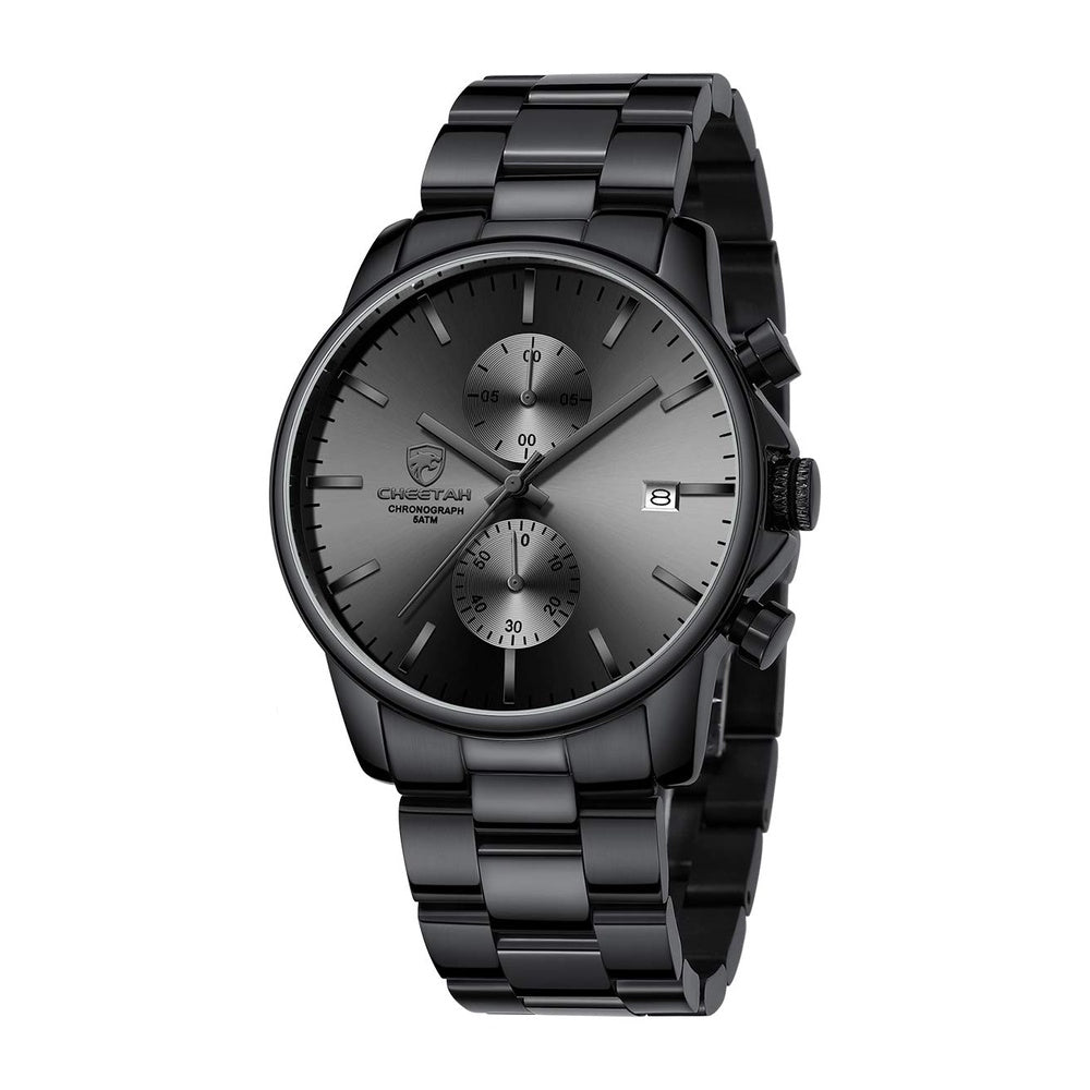Reloj cronógrafo para hombre GOLDEN HOUR, acero inoxidable, resistente al agua, movimiento de cuarzo y fecha automática