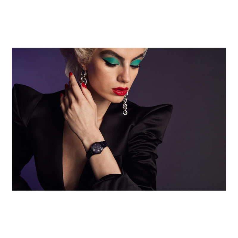 Citizen Eco-Drive Disney Villian Ursula Crystal reloj y pin set de regalo negro iones, esfera negra