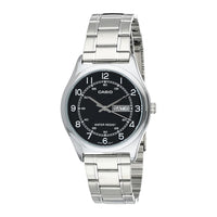 Reloj Casio para hombre de acero inoxidable, esfera negra y función de fecha, modelo MTP-V006D-1B2, diseño casual