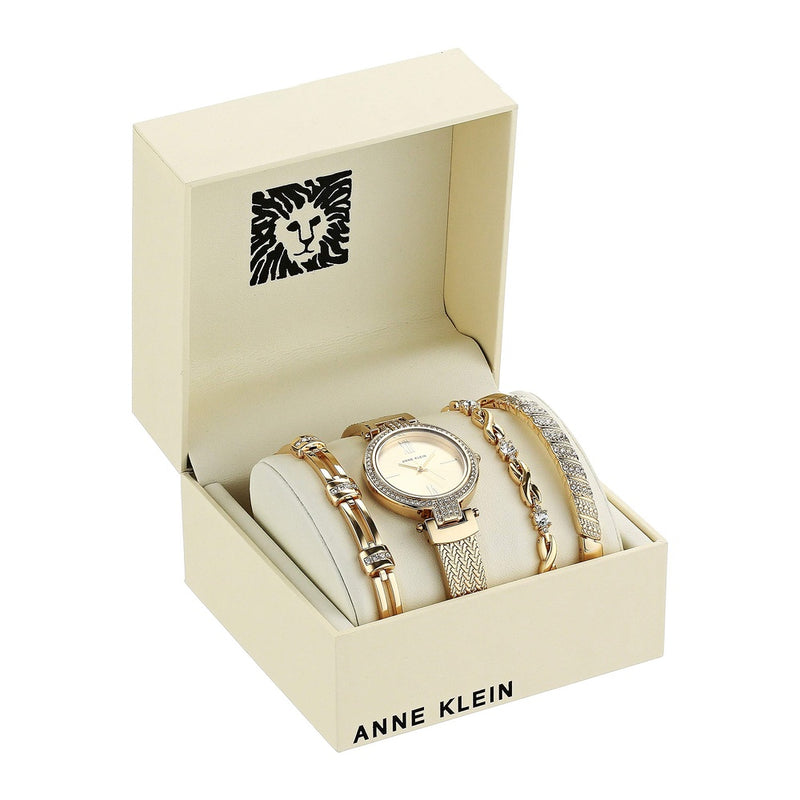 Anne Klein Women's Premium Crystal Accented Watch and Bracelet Set