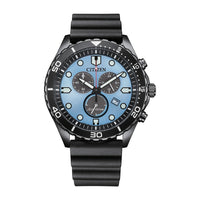 Citizen Eco-Drive Weekender Sport Casual, reloj analógico de acero inoxidable negro con correa de poliuretano, esfera azul