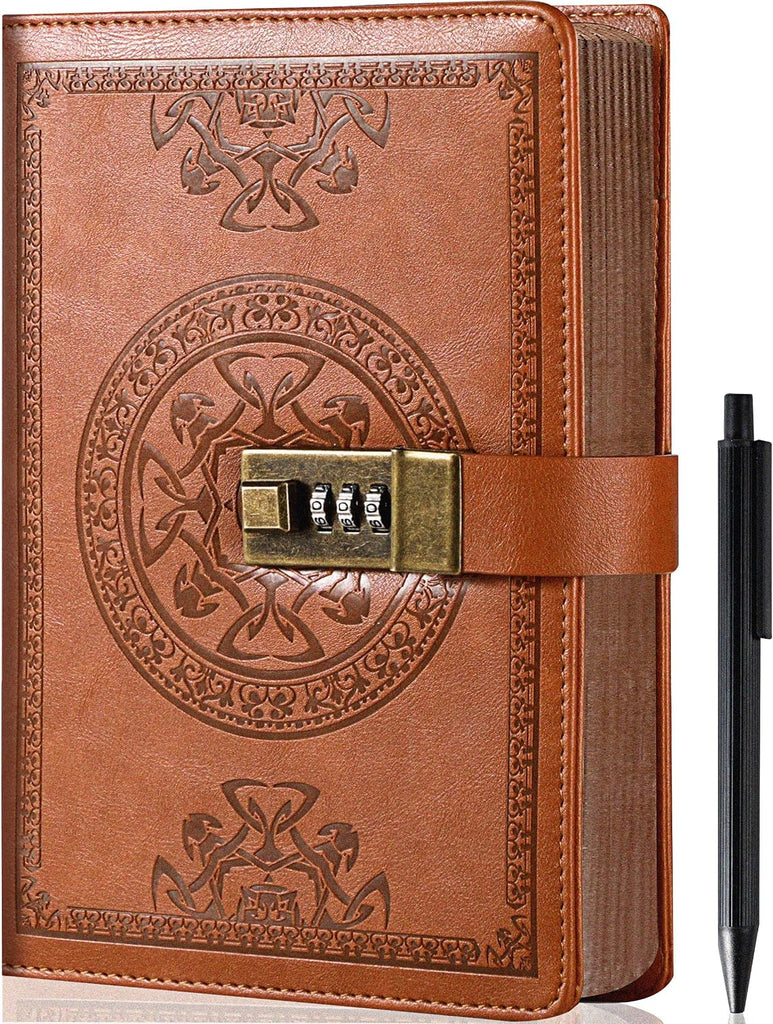 CAGIE Diary with Lock for Women and Men, A5, Brown