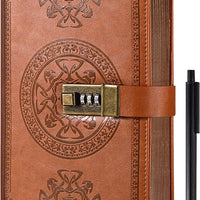 CAGIE Diary with Lock for Women and Men, A5, Brown