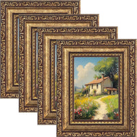 eletecpro 3x4 Vintage Picture Frame, Glass Cover, Bronze Gold, 4-Pack