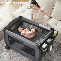 Pamo babe Pack and Play 4-in-1 Baby Playard with Bassinet & Changing Table