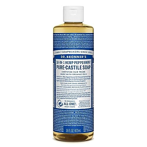 Dr. Bronner's Peppermint Pure-Castile Liquid Soap, Body Wash, 16 oz, 2-Pack