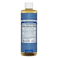 Dr. Bronner's Peppermint Pure-Castile Liquid Soap, Body Wash, 16 oz, 2-Pack