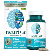 NEURIVA Plus Brain Supplements for Memory and Focus, Clinically Tested Nootropics Neurofactor and Phosphatidylserine, with Vitamin B12, Vitamin B6 and Folic Acid, 30 Count Capsules