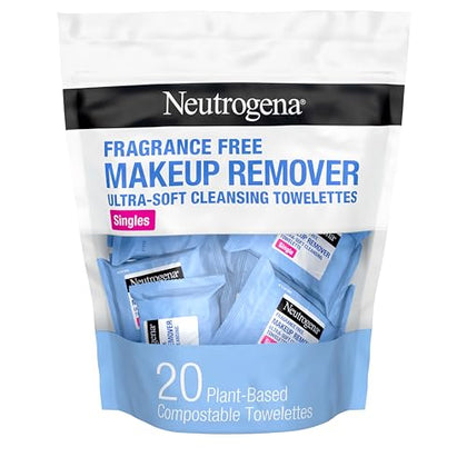 Neutrogena Fragrance-Free Makeup Remover Wipes, Singles, 20 ct