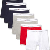 Tommy Hilfiger Mens Underwear Cotton Classics Megapack - Amazon Exclusive Boxer Briefs, 3 Navy, 2 Grey Heather,1 Red, 1 White, Medium US