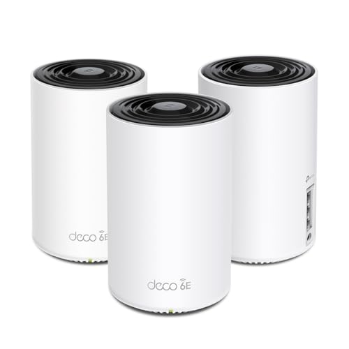TP-Link Deco XE75 AXE5400 Tri-Band WiFi 6E System - Wi-Fi up to 7200 Sq.Ft, Engadget Rated Best for Most People, Replaces WiFi Router and Extender, AI-Driven New 6GHz Band, 3-Pack