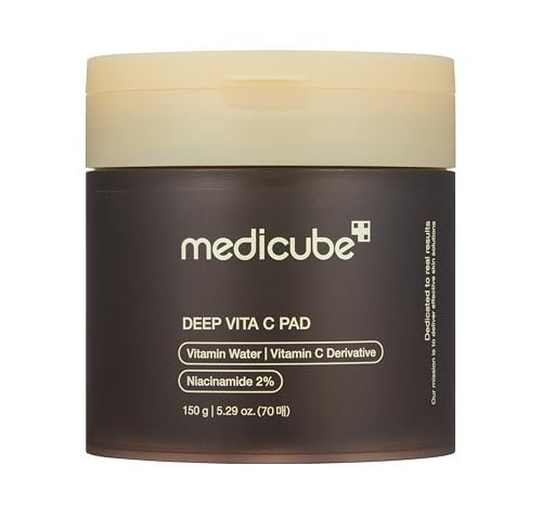 medicube Toner Pads Deep Vita C Facial Toner Pad for Uneven Skin Tone Care - Red Succinic Acid Pads / 70 Count (Pack of 1)