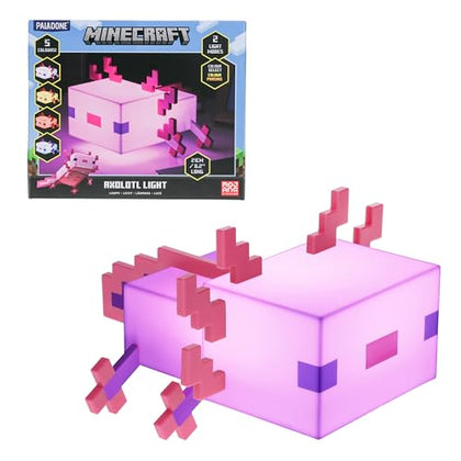 Paladone Minecraft Axolotl Light - Officially Licensed, Five Color Modes, Minecraft Lamp to Decorate Your Gaming Desk or Night Stand, Bedroom Decor for Minecraft Gamers, Battery Powered