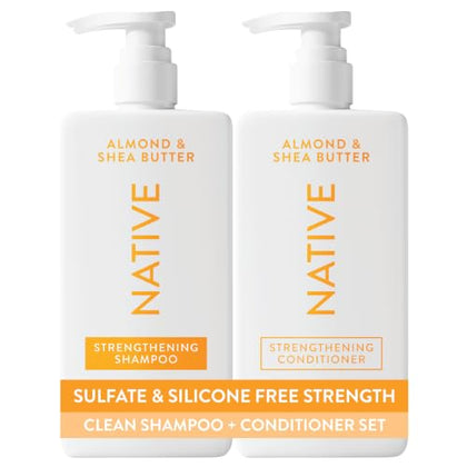Native Shampoo and Conditioner Contain Naturally Derived Ingredients| All Hair Type Color & Treated, Fine to Dry Damaged, Sulfate & Dye Free - Almond & Shea Butter, 16.5 fl oz each (2 pack)
