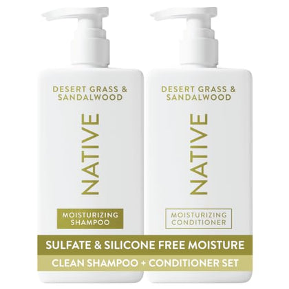 Native Desert Grass & Sandalwood Shampoo and Conditioner Contain Naturally Derived Ingredients | All Hair Types, Color & Treated, Fine to Dry Damaged, Sulfate & Dye Free - 2-Pack