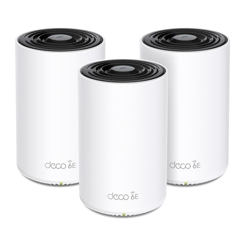 TP-Link Deco XE70 Pro AXE4900 Tri-Band WiFi 6E Mesh WiFi System - 2.5G WAN/LAN Ports, 4.9 Gbps Wi-Fi 7,200 Sq. Ft Coverage, Connect up to 200 Devices, 6 GHz Band, 3-Pack