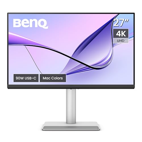 BenQ MA270U 27” 4K 3840x2160 Monitor for MacBook® Pro/Air, Dual USB-C, 90W Power Delivery, Mac Color Match, USB Hub, Brightness & Volume Control on Mac, Height & Tilt Adjustable Stand, P3 Color Gamut
