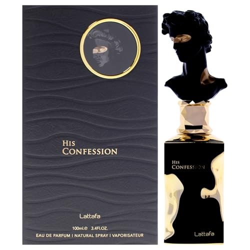 Lattafa His Confession for Men Eau de Parfum Spray, 3.4 Ounce / 100 Ml