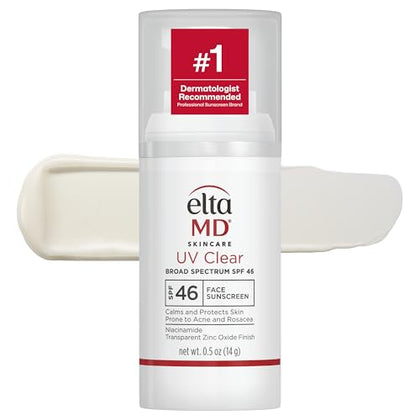 EltaMD UV Clear Untinted Face Sunscreen with Zinc Oxide, SPF 46, 0.5 oz