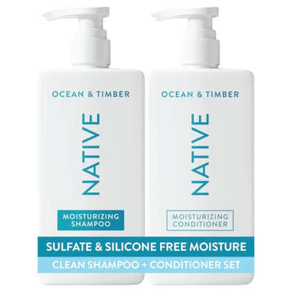Native Ocean & Timber Shampoo and Conditioner Contain Naturally Derived Ingredients | All Hair Types, Color & Treated, Fine to Dry Damaged, Sulfate & Dye Free - 2-Pack