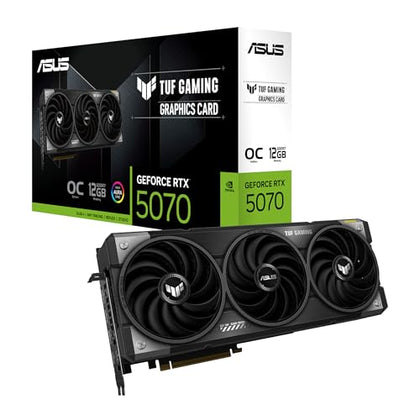 ASUS TUF Gaming NVIDIA GeForce RTX 5070 12GB GDDR7 OC Edition Graphics Card, (PCIe 5.0, HDMI/DP 2.1, 3.125-Slot, Military-Grade Components, Protective PCB Coating, Axial-tech Fans), 3 Year Warranty