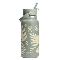 Hydro Flask Water Bottle - Insulated Stainless Steel - Wide Mouth Flex Straw Lid, Non Spill, Leakproof and Refillable in 32 Oz Botanical Bliss Agave