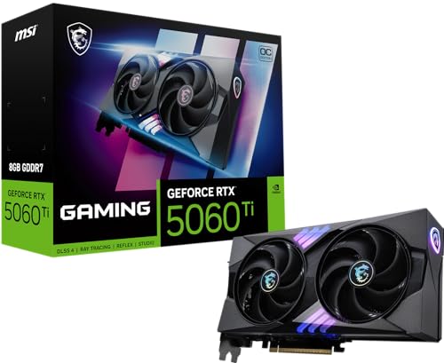 msi Gaming RTX 5060 Ti 8G, OC Graphics Card - 8GB GDDR7, NVIDIA Blackwell Architecture, DisplayPort x 3 (2.1a), HDMI 2.1b, Extreme Performance