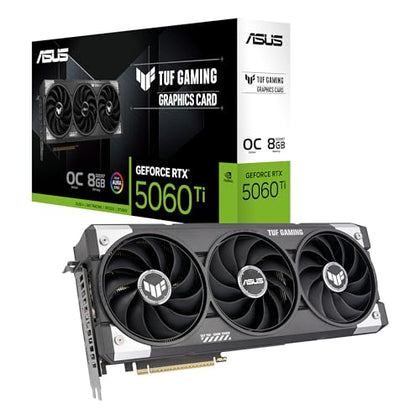 ASUS TUF Gaming NVIDIA GeForce RTX 5060 Ti 8GB GDDR7 OC Edition Graphics Card,(PCIe 5.0, HDMI/DP 2.1, 3.1-Slot, Military-Grade Components, Protective PCB Coating, Axial-tech Fans), 3 Year Warranty
