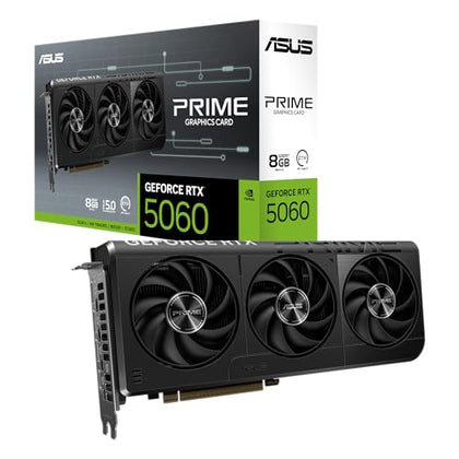 ASUS SFF-Ready Prime NVIDIA GeForce RTX 5060 8GB GDDR7 Graphics Card (PCIe 5.0, 8GB GDDR7, HDMI/DP 2.1, 2.5-Slot, Axial-tech Fans, Dual BIOS), 3 Year Warranty