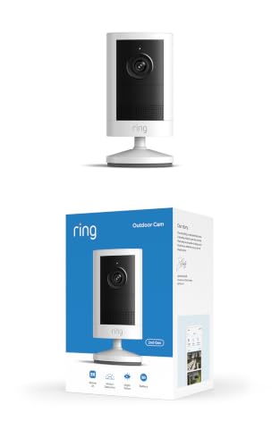 Ring Outdoor Cam, Battery (newest model), Home or business security, Wide-Angle Retinal 2K Video, 6x Enhanced Zoom, Night Vision for true color in low light, White