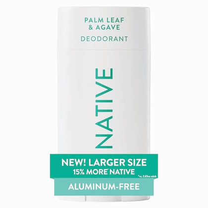 Native Aluminum Free Deodorant, Palm Leaf & Agave, Large Size Stick, 72 Hour Odor Control, for Women & Men, Contains Naturally Derived Ingredients, 3.1 oz