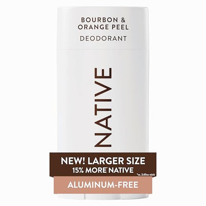 Native Aluminum Free Deodorant, Bourbon & Orange Peel, Large Size Stick, 72 Hour Odor Control, for Women & Men, Contains Naturally Derived Ingredients, 3.1 oz