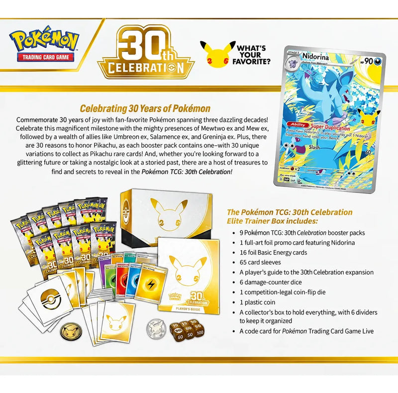 POKEMON TCG 30TH CELEBRATION ELITE TRAINER BOX INGLÉS