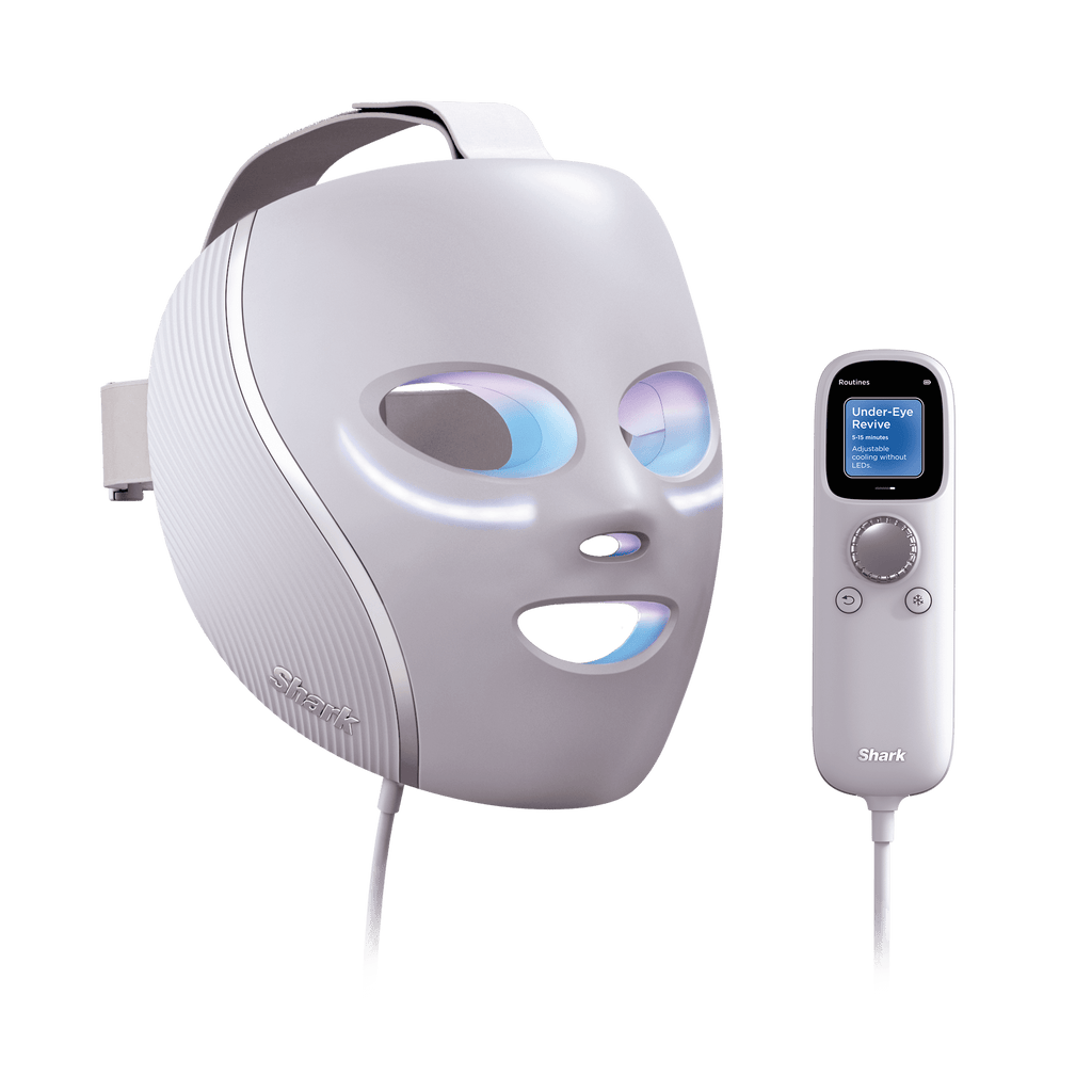 Mascarilla facial LED Shark CryoGlow con enfriamiento ocular, antienvejecimiento y reparación de imperfecciones, USB-C y control remoto