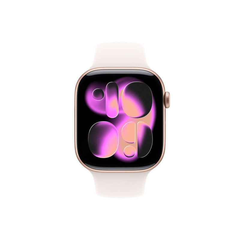 Apple Watch Series 11 con GPS, caja de aluminio oro rosa y correa deportiva rubor claro, seguimiento de salud y fitness