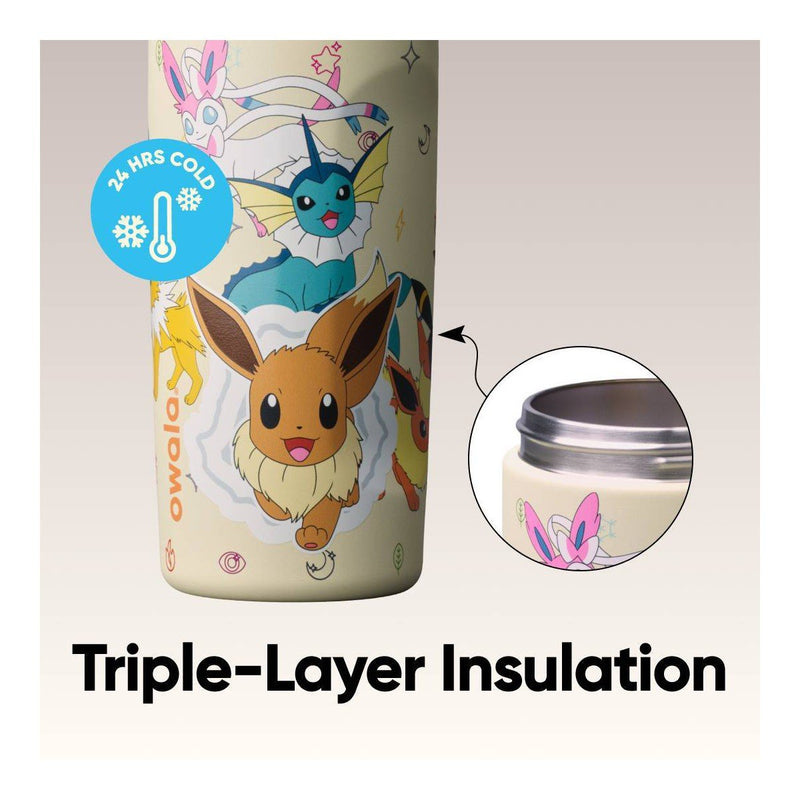 Owala Pokemon Eevee FreeSip Botella de Acero 16 oz