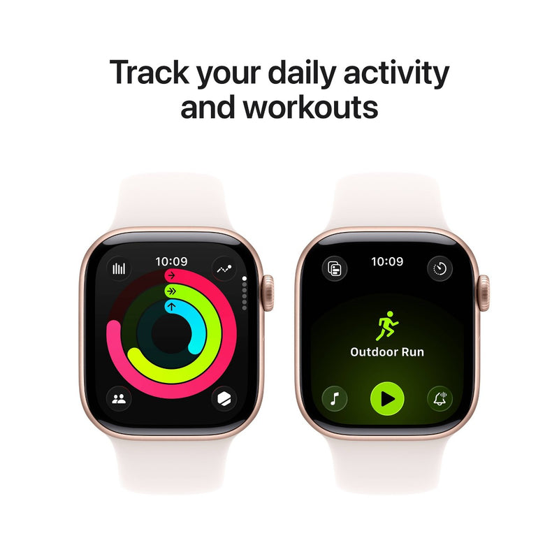Apple Watch Series 11 con GPS, caja de aluminio oro rosa y correa deportiva rubor claro, seguimiento de salud y fitness