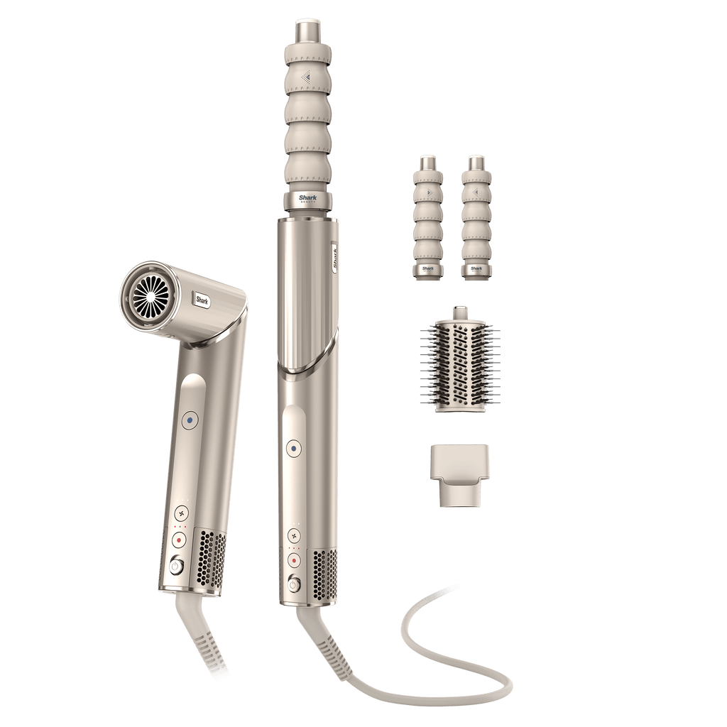 Shark FlexStyle Moldeador Multifuncion y Secador de Pelo con Tecnologia Coanda, Set 3 Cabezales, Rizadores Automaticos, Cepillo Redondo, Concentrador, HD430