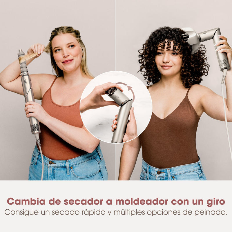 Shark FlexStyle Moldeador Multifuncion y Secador de Pelo con Tecnologia Coanda, Set 3 Cabezales, Rizadores Automaticos, Cepillo Redondo, Concentrador, HD430