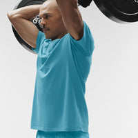 Alo Yoga Conquer Reform Crewneck Short Sleeve - Blue Breeze