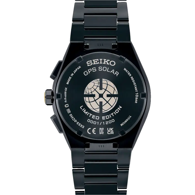 Seiko Astron GPS Solar Cronógrafo SSH145 Titanio Negro y Dorado