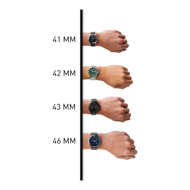 Emporio Armani Reloj de cuero para hombre con tres manecillas, esfera blanca y correa marrón de cuero