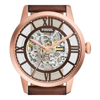 Reloj Fossil Townsman Automático de acero inoxidable y cuero, estilo esqueleto, resistente al agua hasta 50 metros